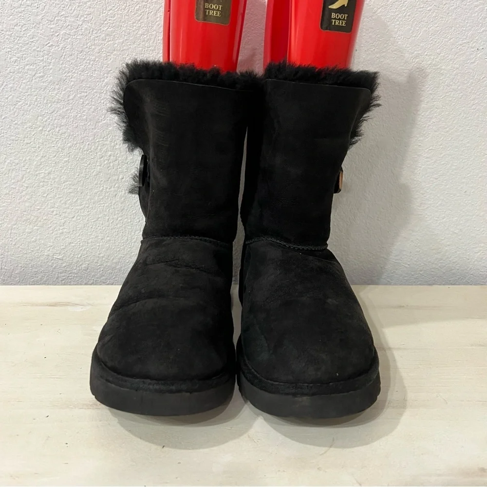 Ugg Black Suede Bailey Button Boots